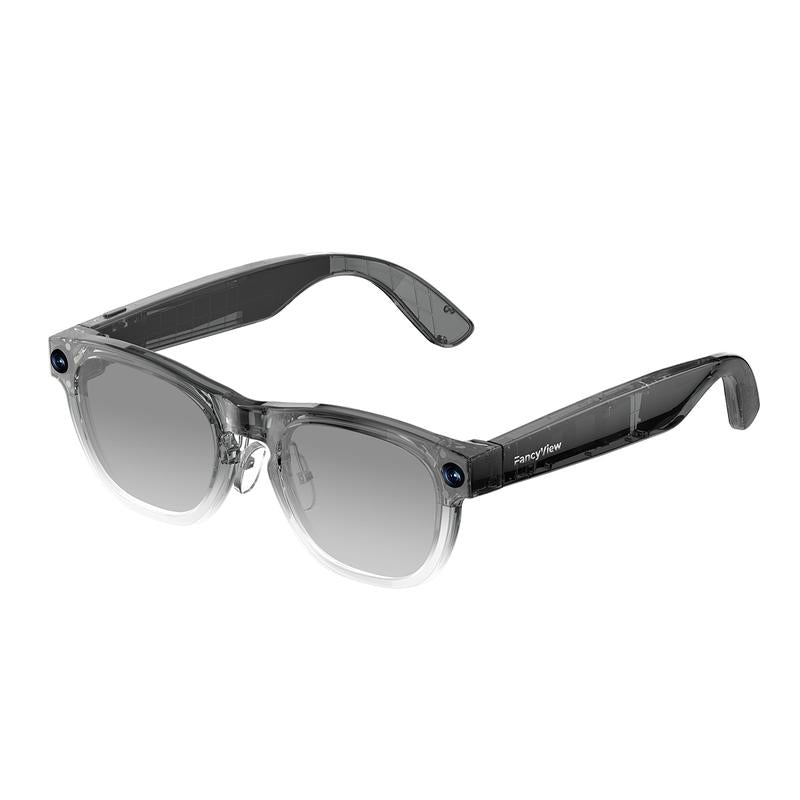 Fancyview AI Smart Glasses Wi-Fi 6 Speed 16GB Storage Hands-Free Camera with AI Technology Matte Black Lightweight Premium Frame