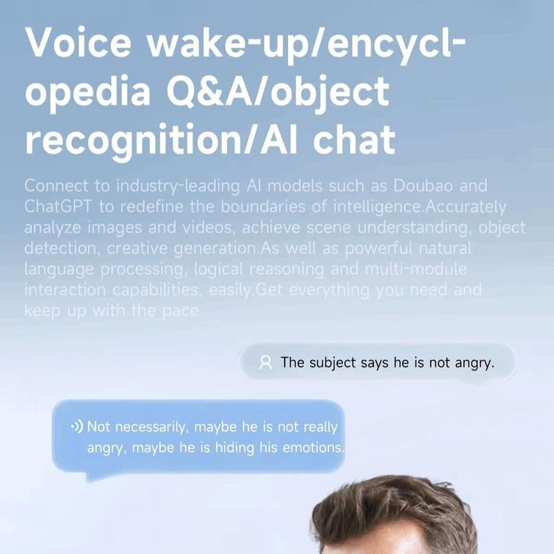 AI Smart Glasses with Chat GPT, Video Camera, Bluetooth Calls, Object Recognition, Blue Light Protection, Black Frame, HD 800W Camera, Anti-Shake, Dual Microphones, Live Translation, Sleek Design