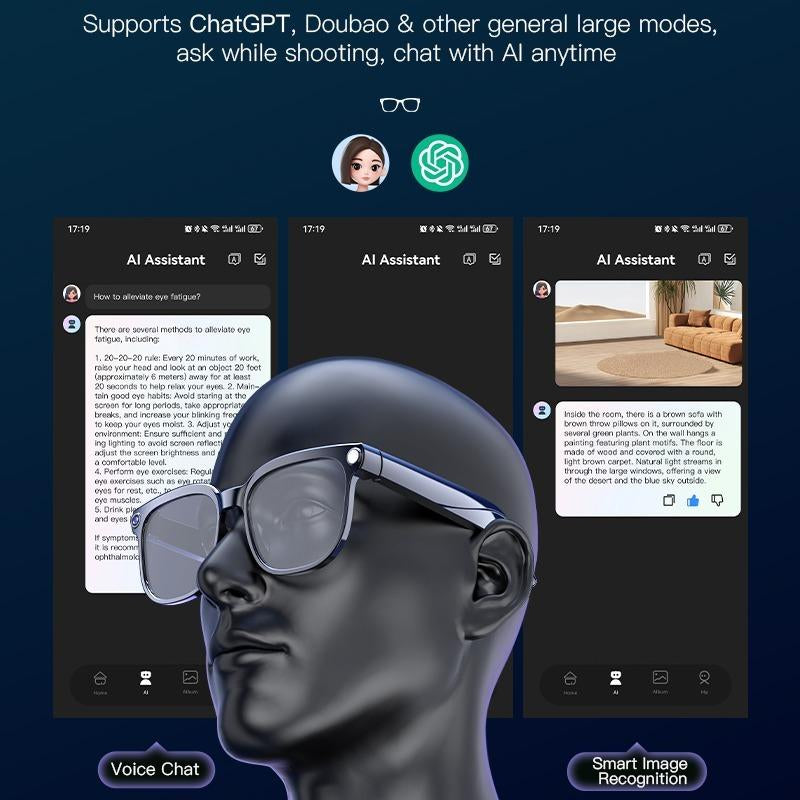 AI Smart Camera Glasses with 8MP Hands-Free POV Video Recording, Real-Time Translator 160+ Languages, Bluetooth Wearable for Travel & Outdoor,Photochromic+ UV Protection