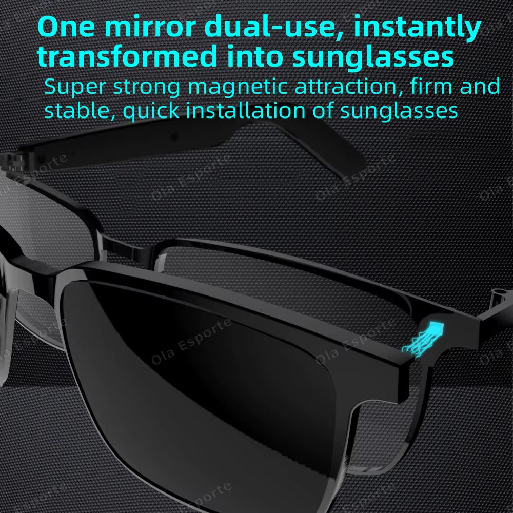 New 2025 Smart Glasses 2 In1 Magnetic UV Protection Portable Music Polarized Glasses Interchangeable Lenses Women Men Sunglasses