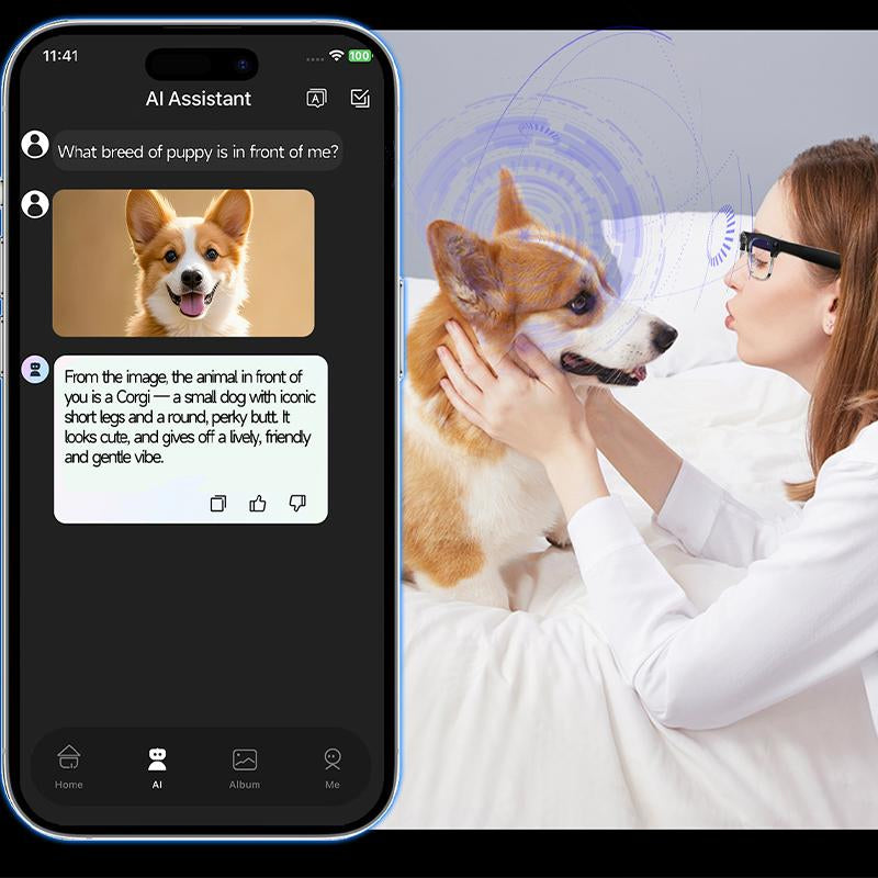 AI Metal Half-Frame Smart Glasses with AI Voice Assistant 164-Language Real-Time Translation Photo Video Capture Bluetooth Calls Music Ideal for Travel Adventure