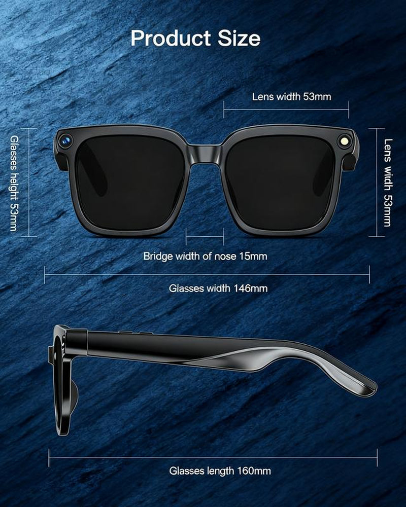 AI Smart Camera Glasses with 8MP Hands-Free POV Video Recording, Real-Time Translator 160+ Languages, Bluetooth Wearable for Travel & Outdoor,Photochromic+ UV Protection