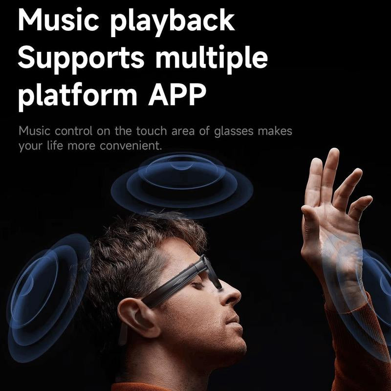 AI Smart Glasses with Chat GPT, Video Camera, Bluetooth Calls, Object Recognition, Blue Light Protection, Black Frame, HD 800W Camera, Anti-Shake, Dual Microphones, Live Translation, Sleek Design